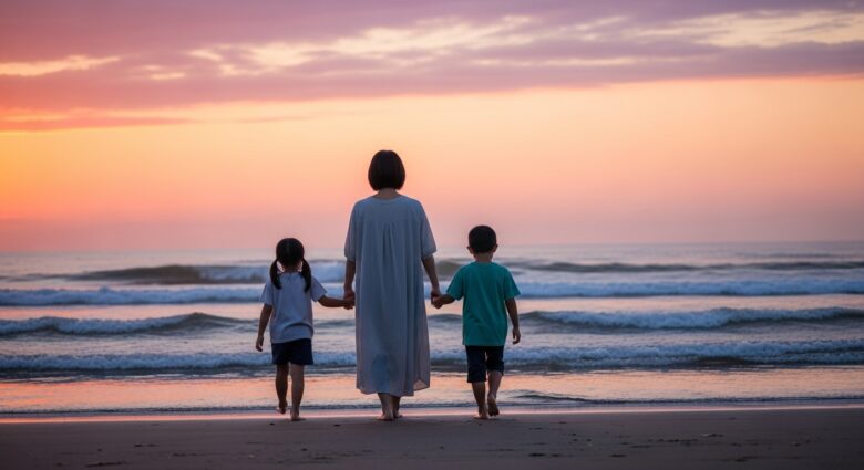 幸せな未来を見つめる女性のイメージ